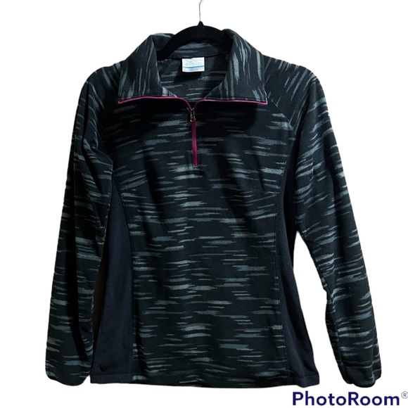 Columbia Ladies S Black & Grey Fleece Pullover 1/4 Zip Jacket with Pink Zipper - Picture 15 of 15